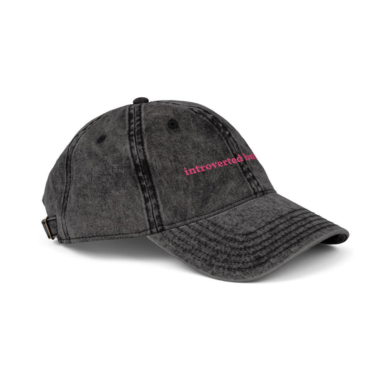 "introverted but online" embroidered vintage washed dad hat, photo 2