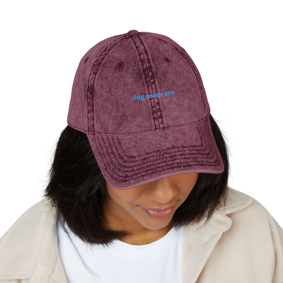 "dog mom era" embroidered vintage washed dad hat, photo 3