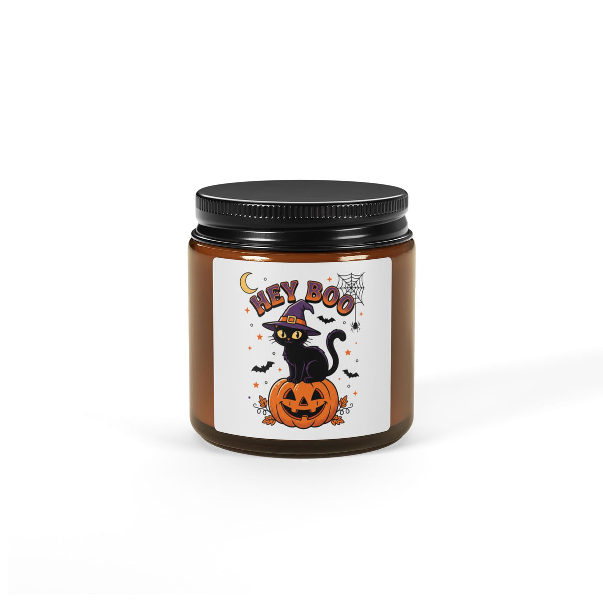 Black Cat Pumpkin Halloween Soy Candle in Amber Jar - image 1