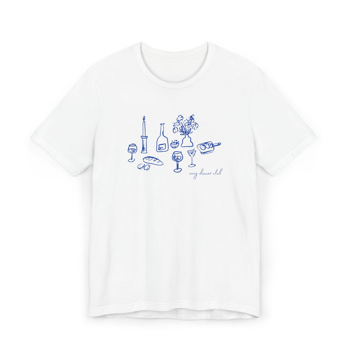 Minimal Wine & Cheese Sketch Tee