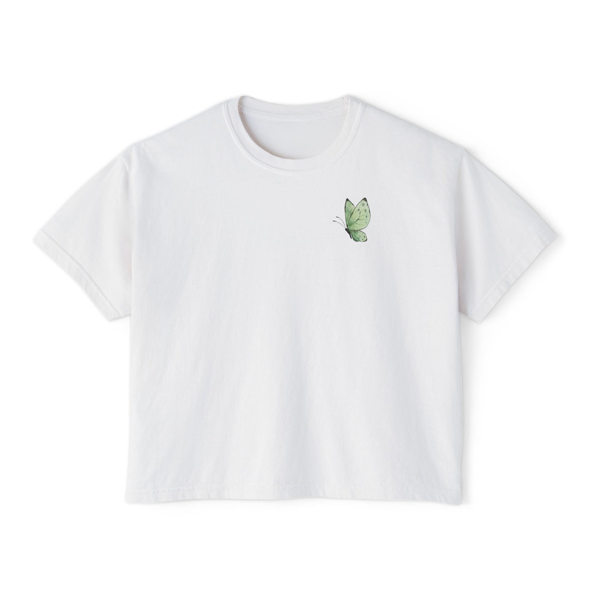 Minimal Green Leaf graphic boxy tee, women's crop top, additional view
