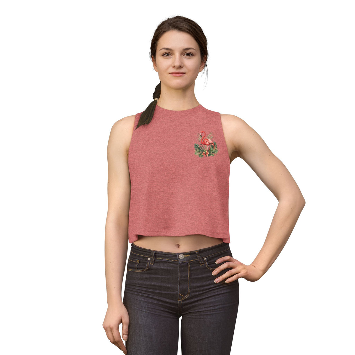 Floral flamingo tropical pocket print crop top, photo 8
