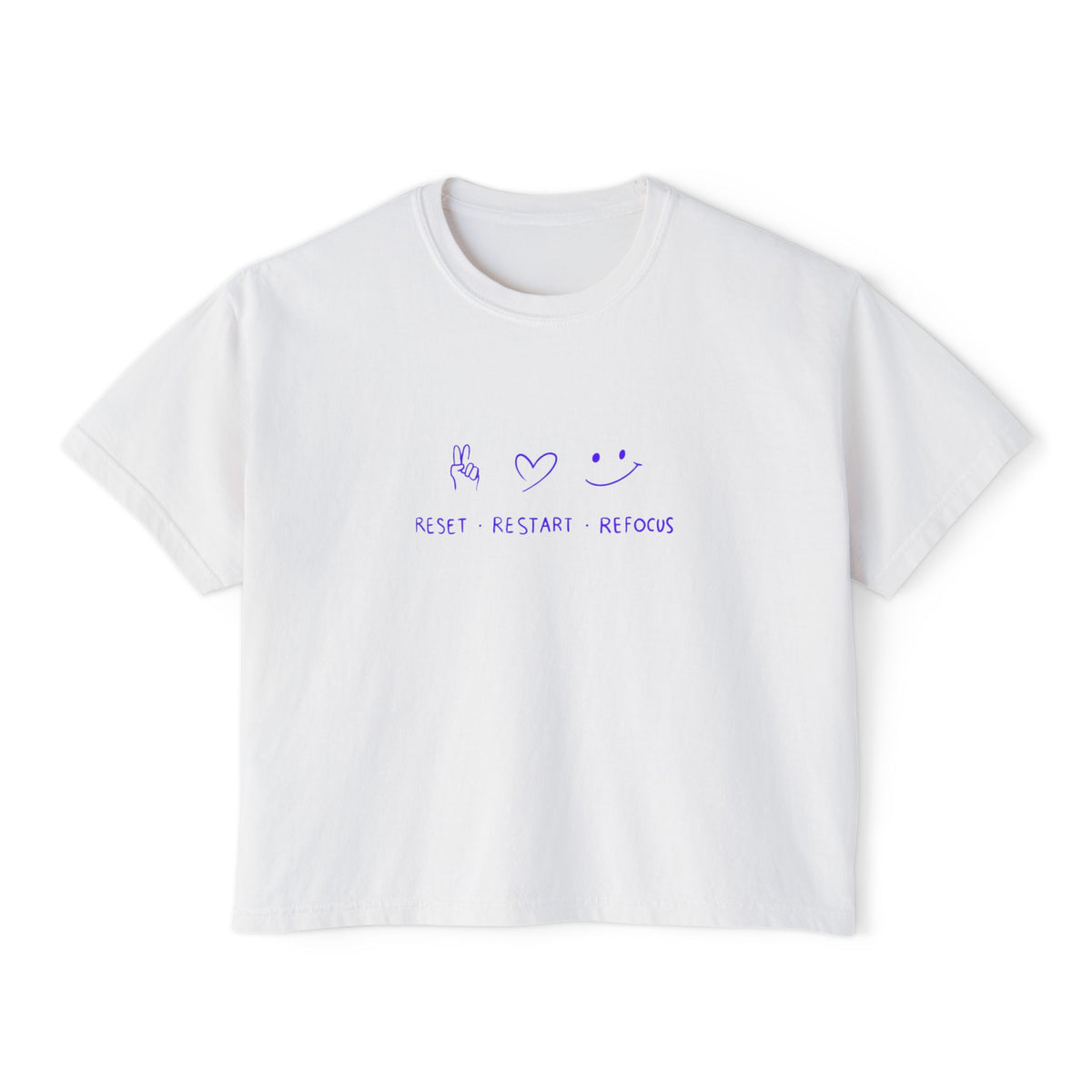 Reset Restart Reboot minimal graphic crop tee for women