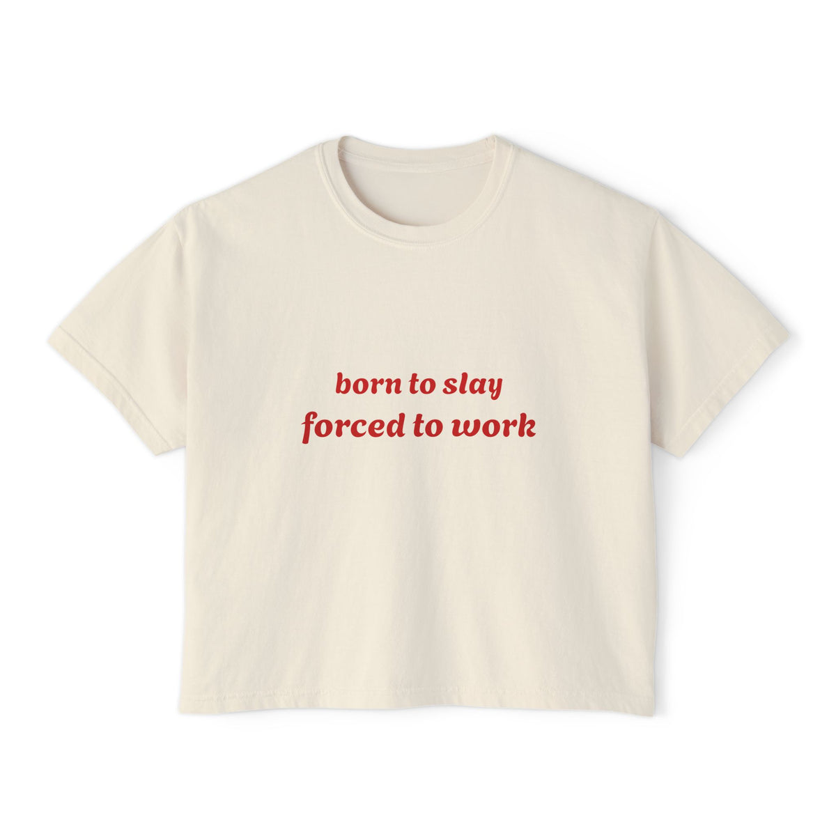 Born to Slay Forced to Work graphic crop tee for women, photo 2