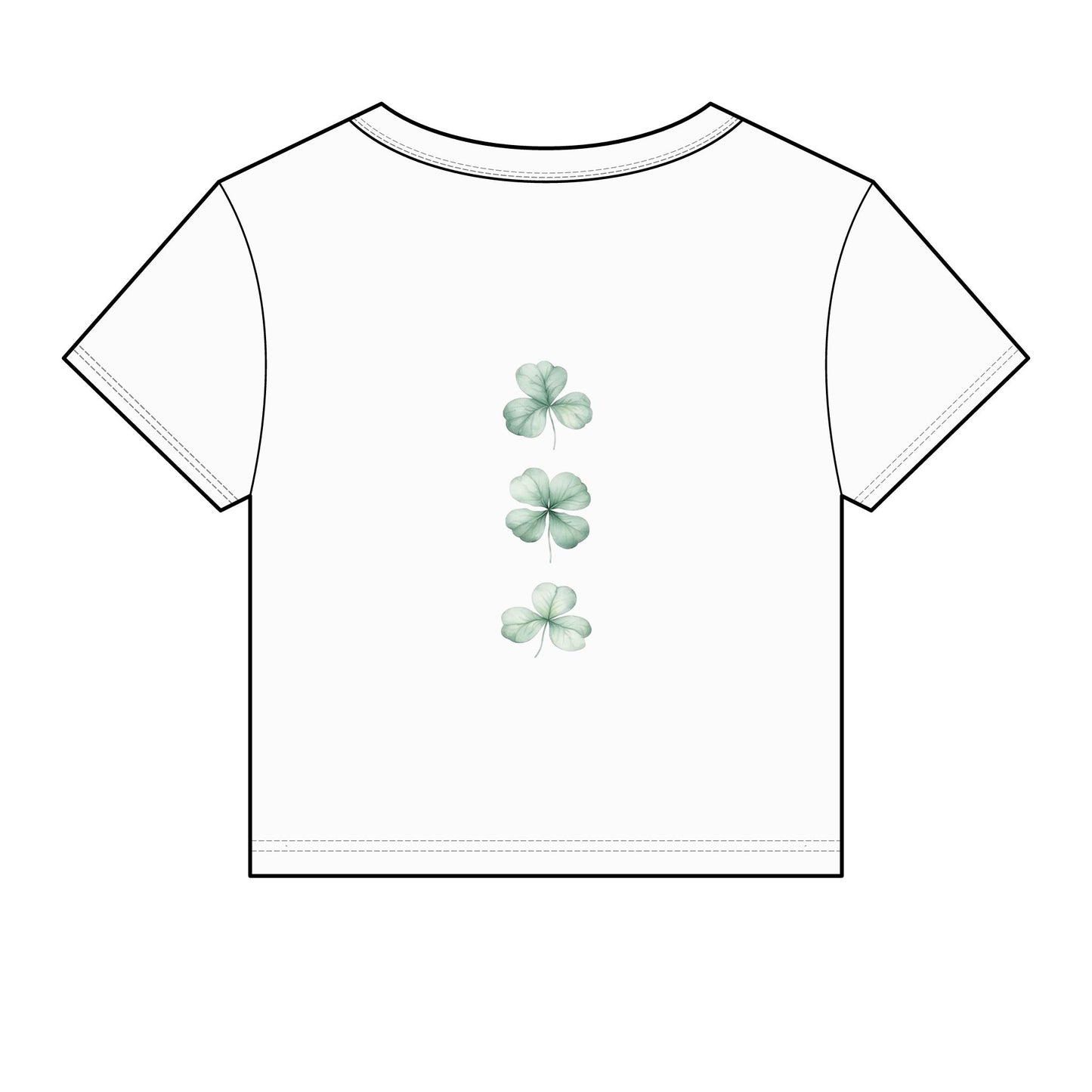 Clover Baby Tee — Women's Cute Micro Rib T‑Shirt with Watercolor Shamrock Design