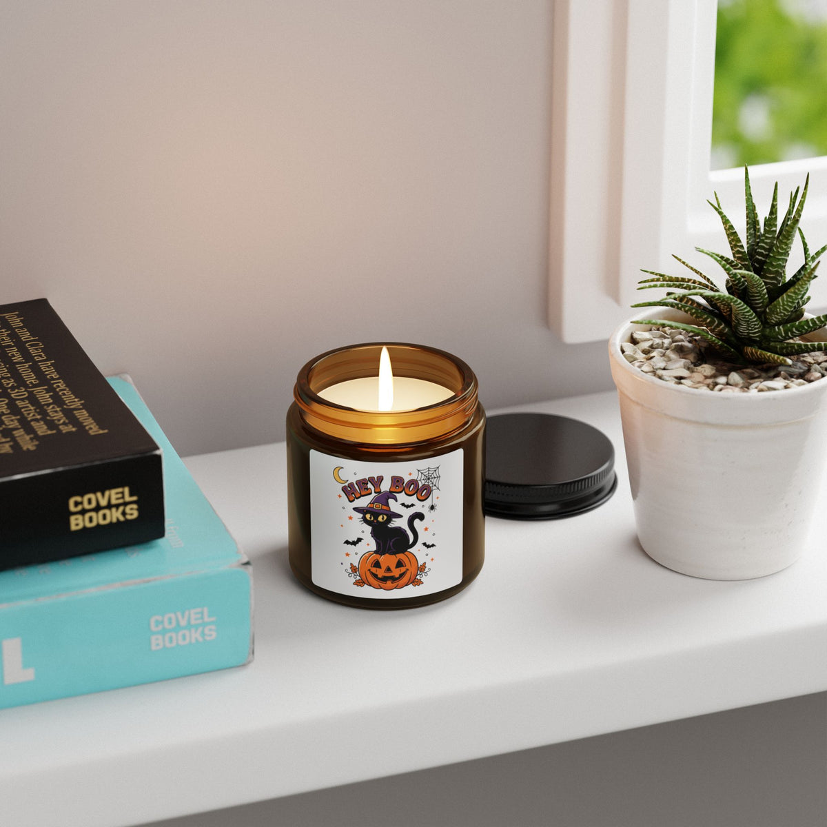 Black Cat Pumpkin Halloween Soy Candle in Amber Jar - image 4