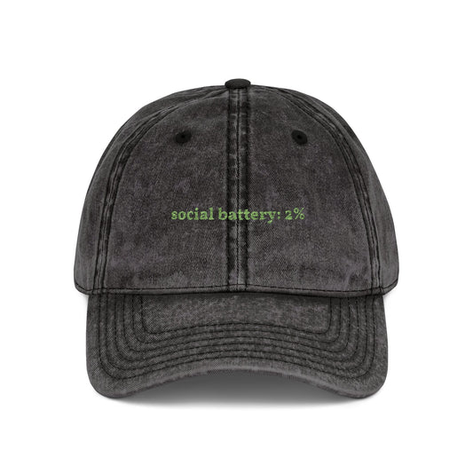 Funny social battery 2% embroidered dad hat, a Christmas gift idea for her