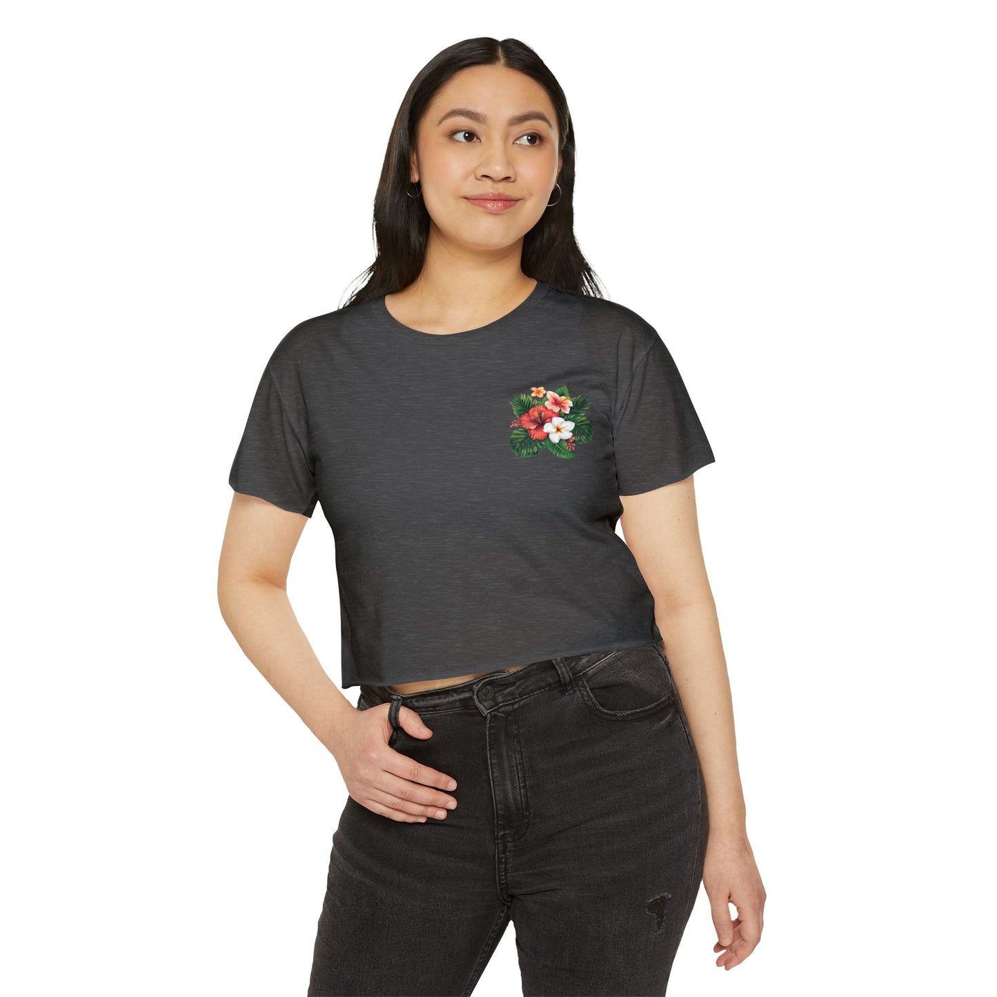 Floral Tropical Crop Top — Women's Festival Pocket Tee
