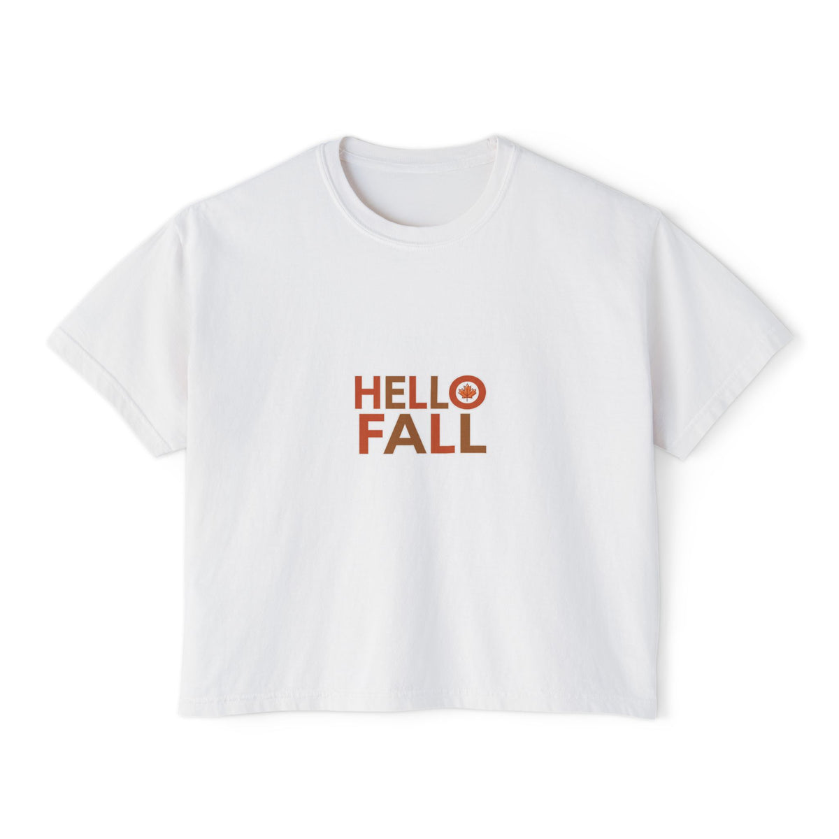 Boxy Tee — Hello Fall Graphic, Casual Women's Crop Top