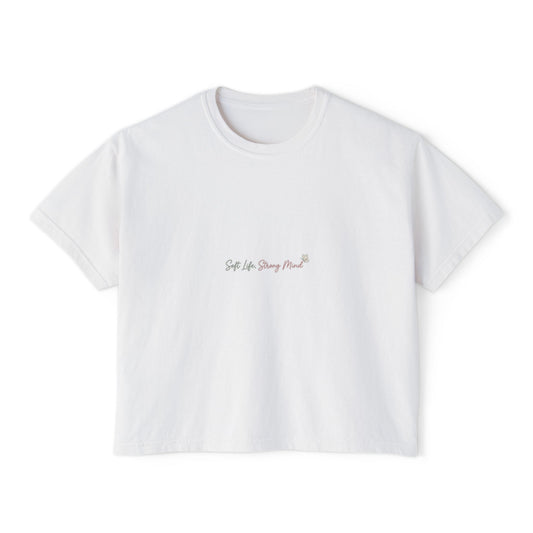 Boxy Tee — Soft Life Strong Mind Graphic, Casual Women's Crop Top
