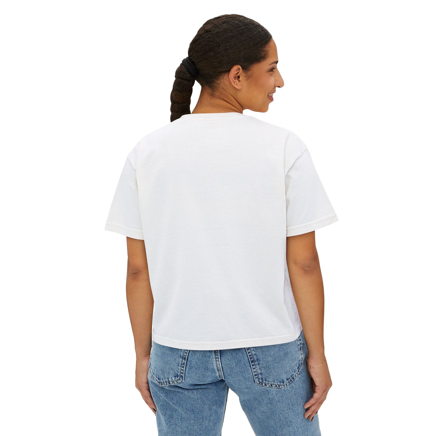 Pop Art David Crop Tee — "BAM! POP!" Graphic Women's Boxy T-Shirt