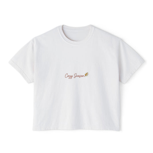 Boxy Tee — Cozy Season Graphic, Casual Women's Crop Top
