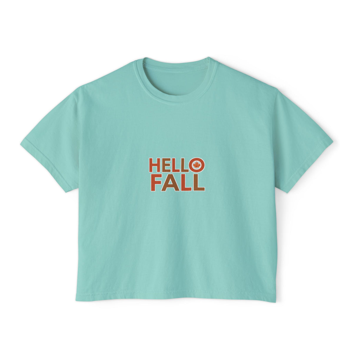 Boxy Tee — Hello Fall Graphic, Casual Women's Crop Top