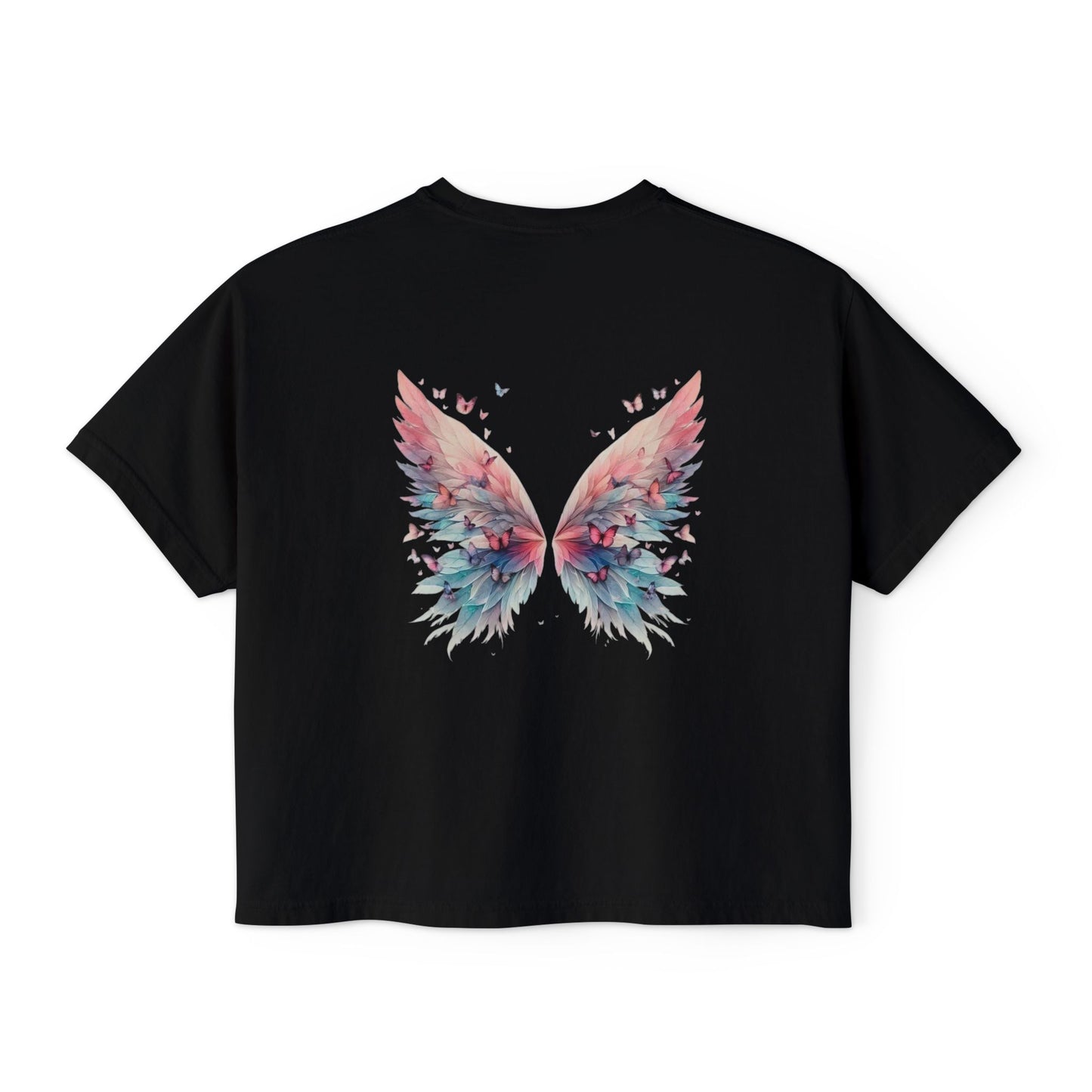 Women's Boxy Tee — Watercolor Butterfly Wings Graphic Shirt