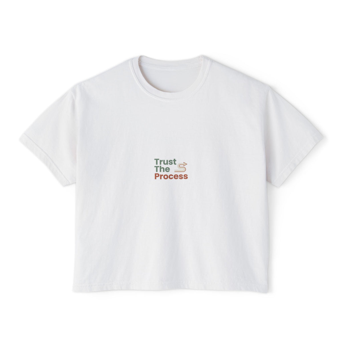 Boxy Tee — Trust The Process Graphic, Casual Women's Crop Top