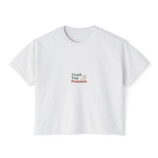Boxy Tee — Trust The Process Graphic, Casual Women's Crop Top