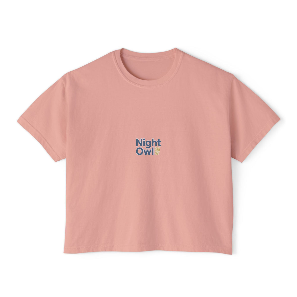 Boxy Tee — Night Owl Graphic, Casual Women's Crop Top