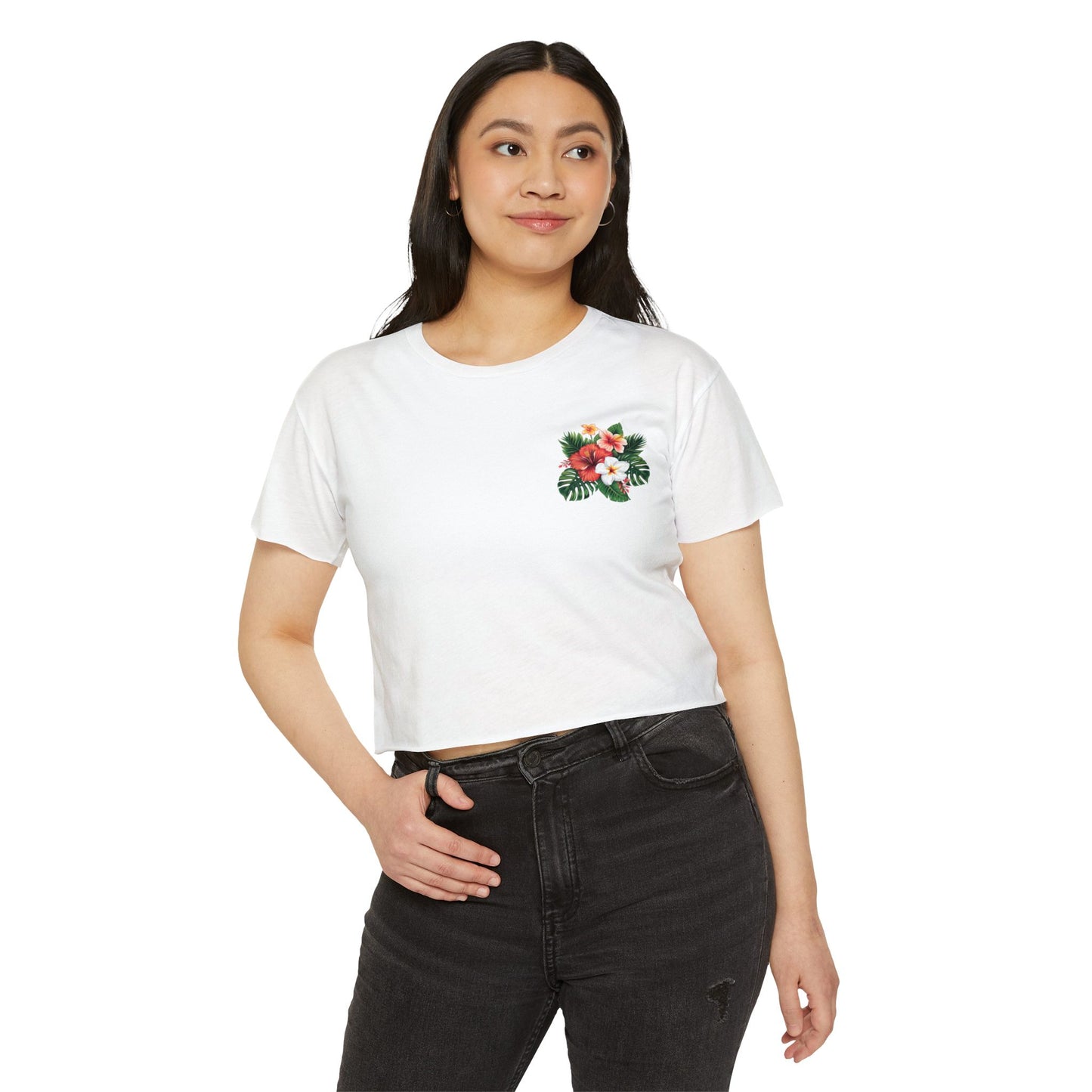 Floral Tropical Crop Top — Women's Festival Pocket Tee