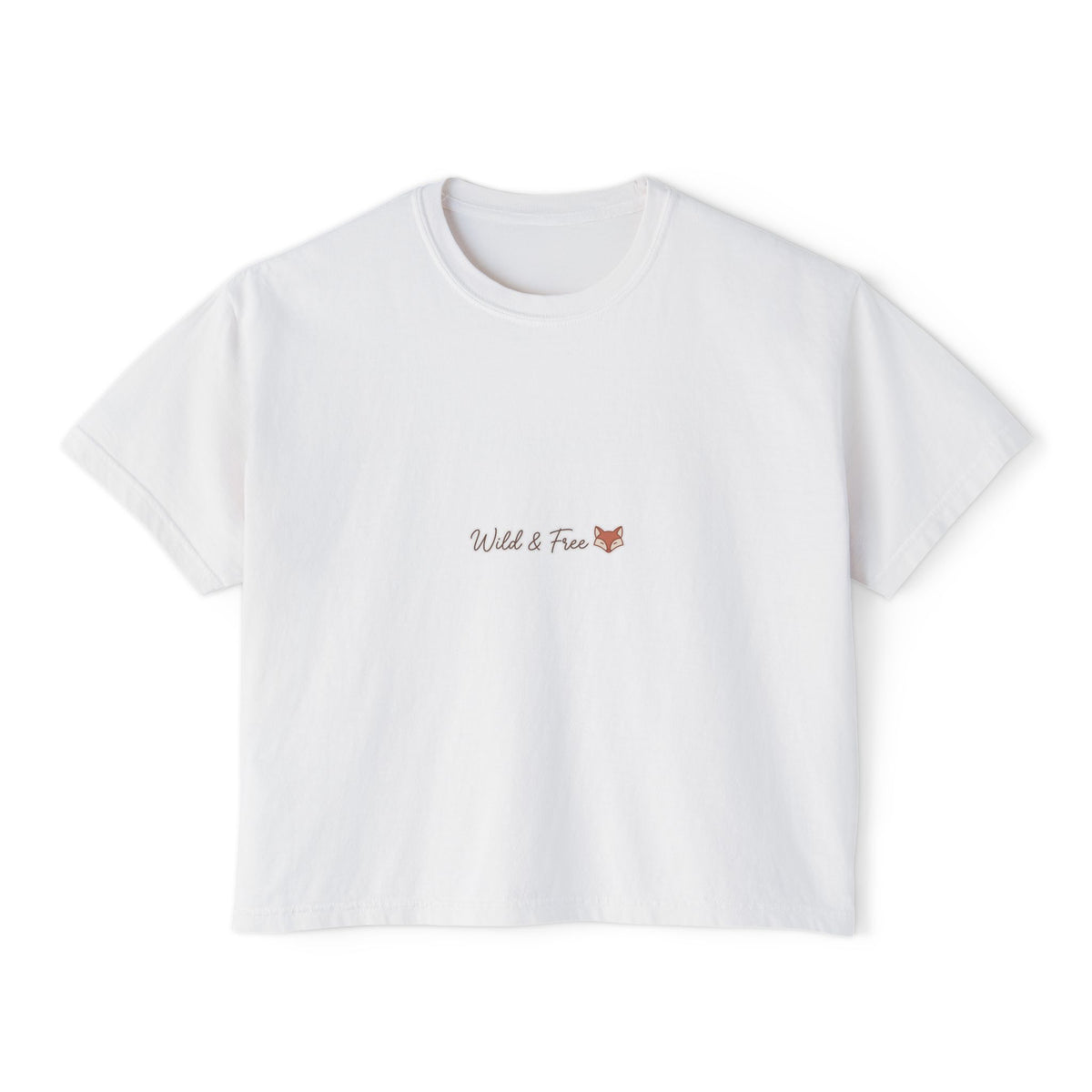 Boxy Tee — Wild and Free Fox Graphic, Casual Women's Crop Top