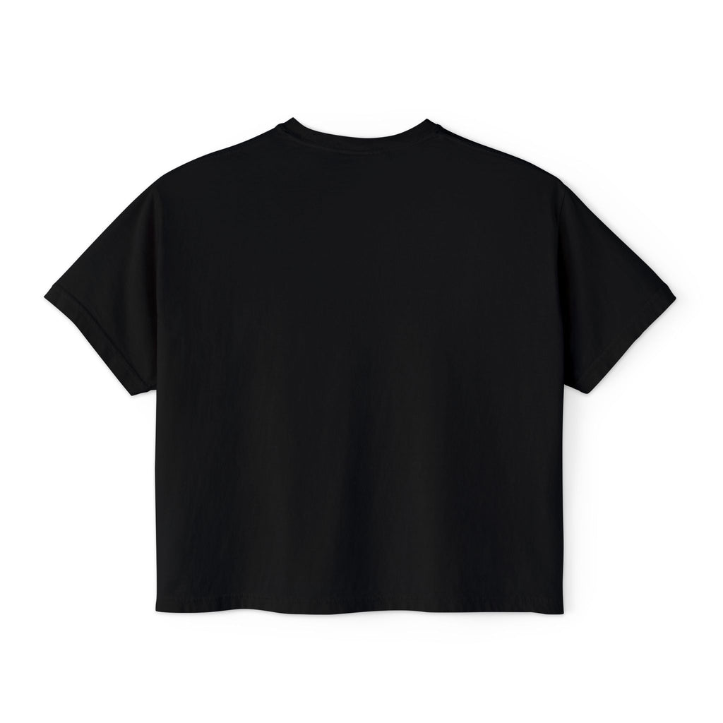 LOVE Red Typography Boxy Tee — Women's Graphic Shirt (romantic, edgy heart design)