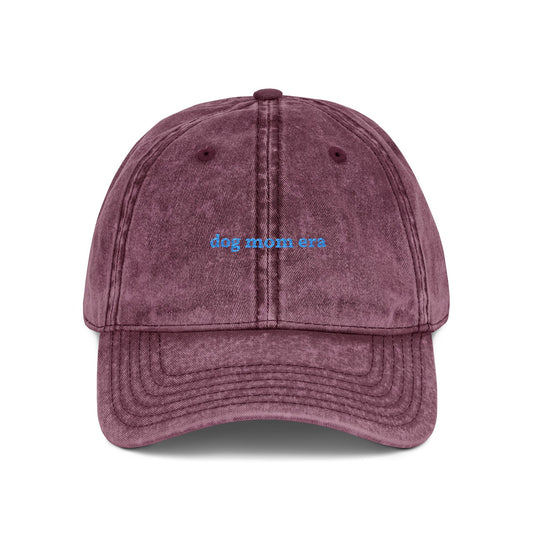 "dog mom era" embroidered vintage washed dad hat