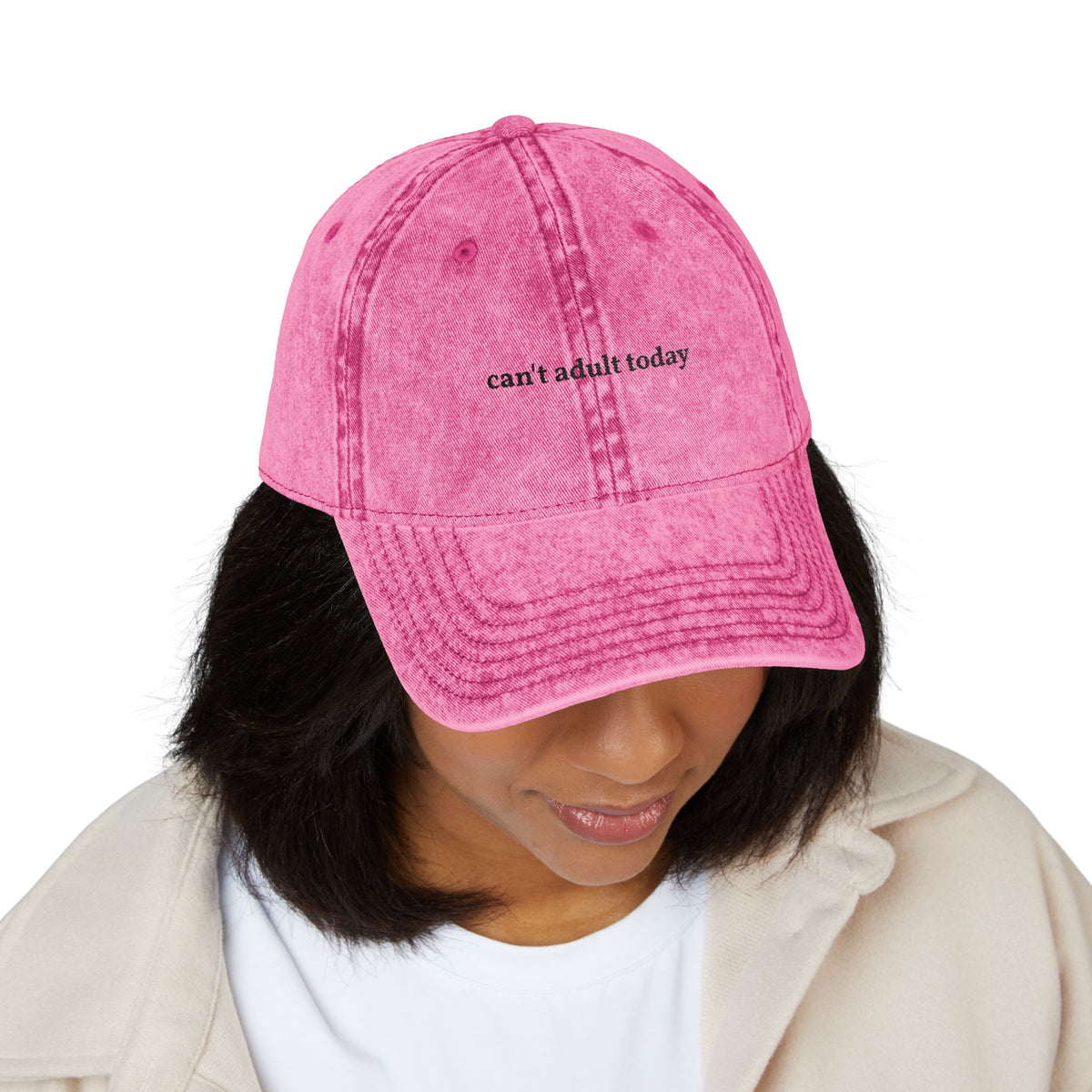 "can't adult today" embroidered vintage washed dad hat, photo 3