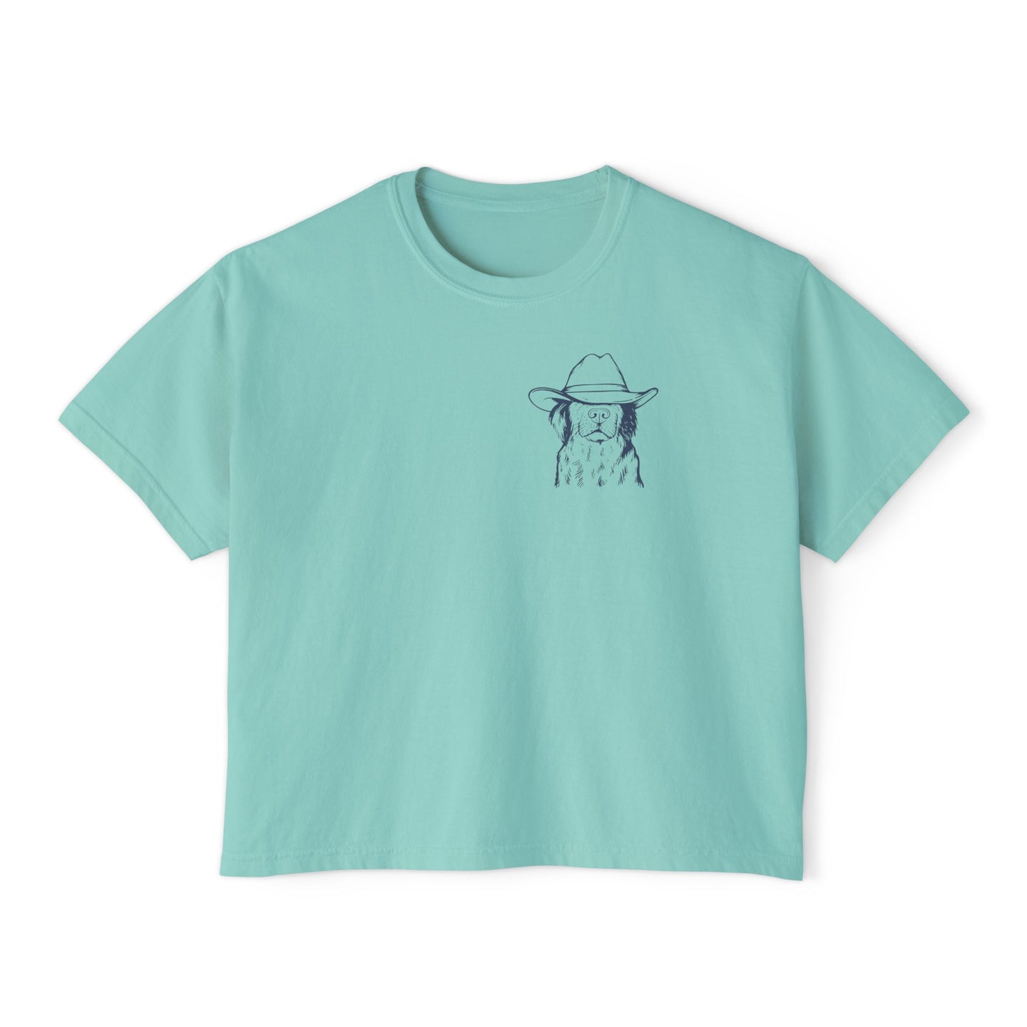 Women’s Boxy Tee — Minimal Cowboy Hat Girl Illustration