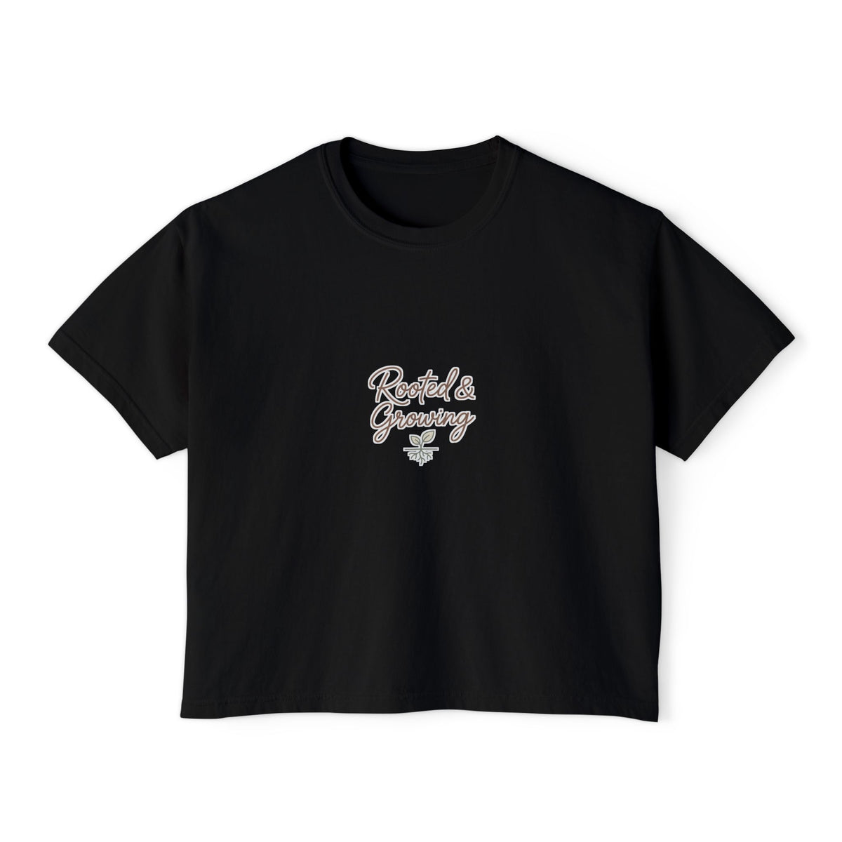 Boxy Tee — Rooted and Growing Graphic, Casual Women's Crop Top