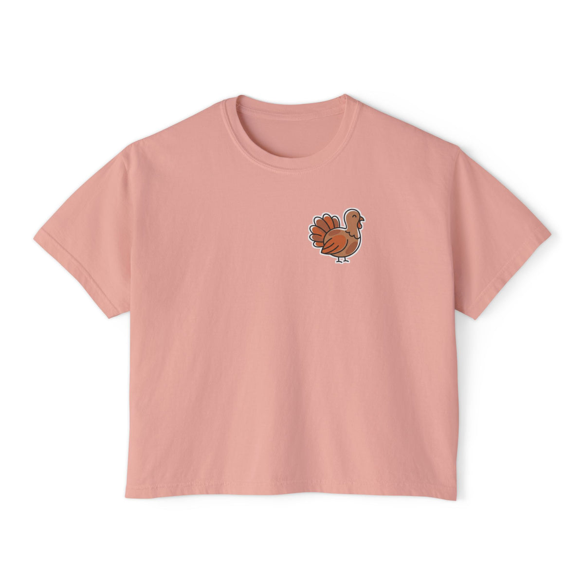 Watercolor Turkey Boxy Tee — Thanksgiving Graphic Crop Top for Women