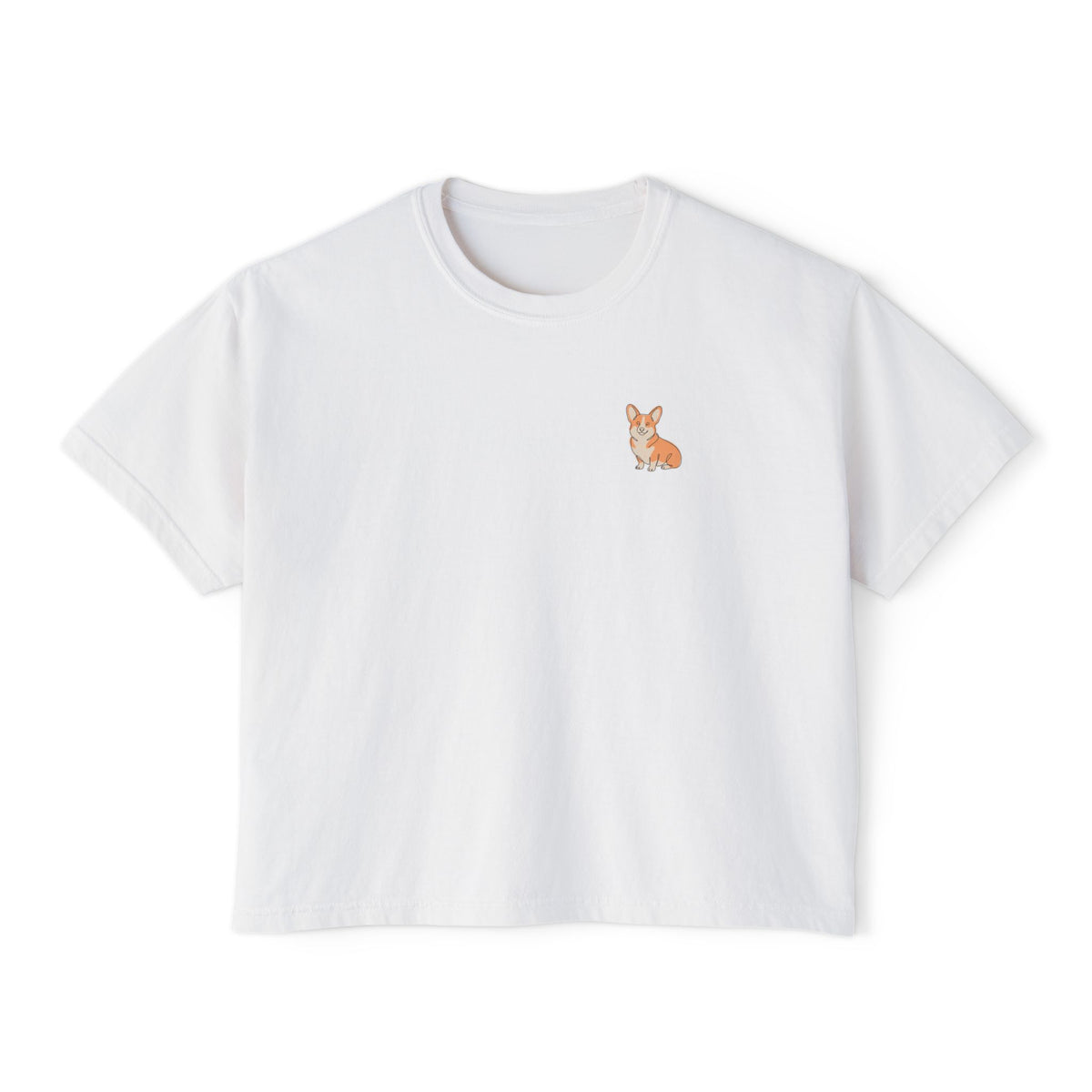 Copy of Boxy Tee — Minimal Green Leaf Chest Graphic, Casual Women's Crop Top