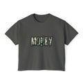 Money Graphic Tee — Women's Boxy T‑Shirt with Dollar Bill Text Design