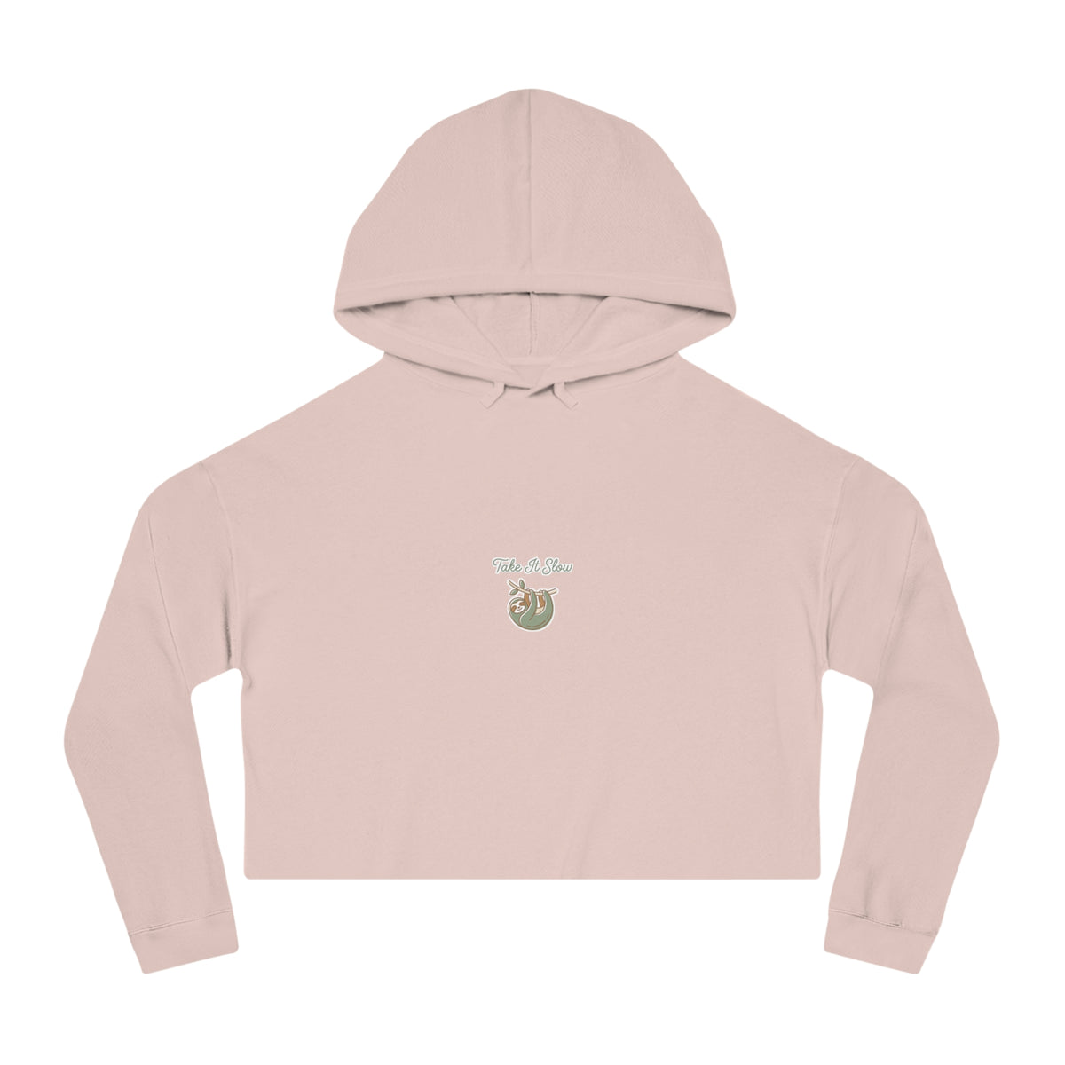 Cropped Hoodie — Take It Slow Sloth Graphic, Cozy Women's Crop Top