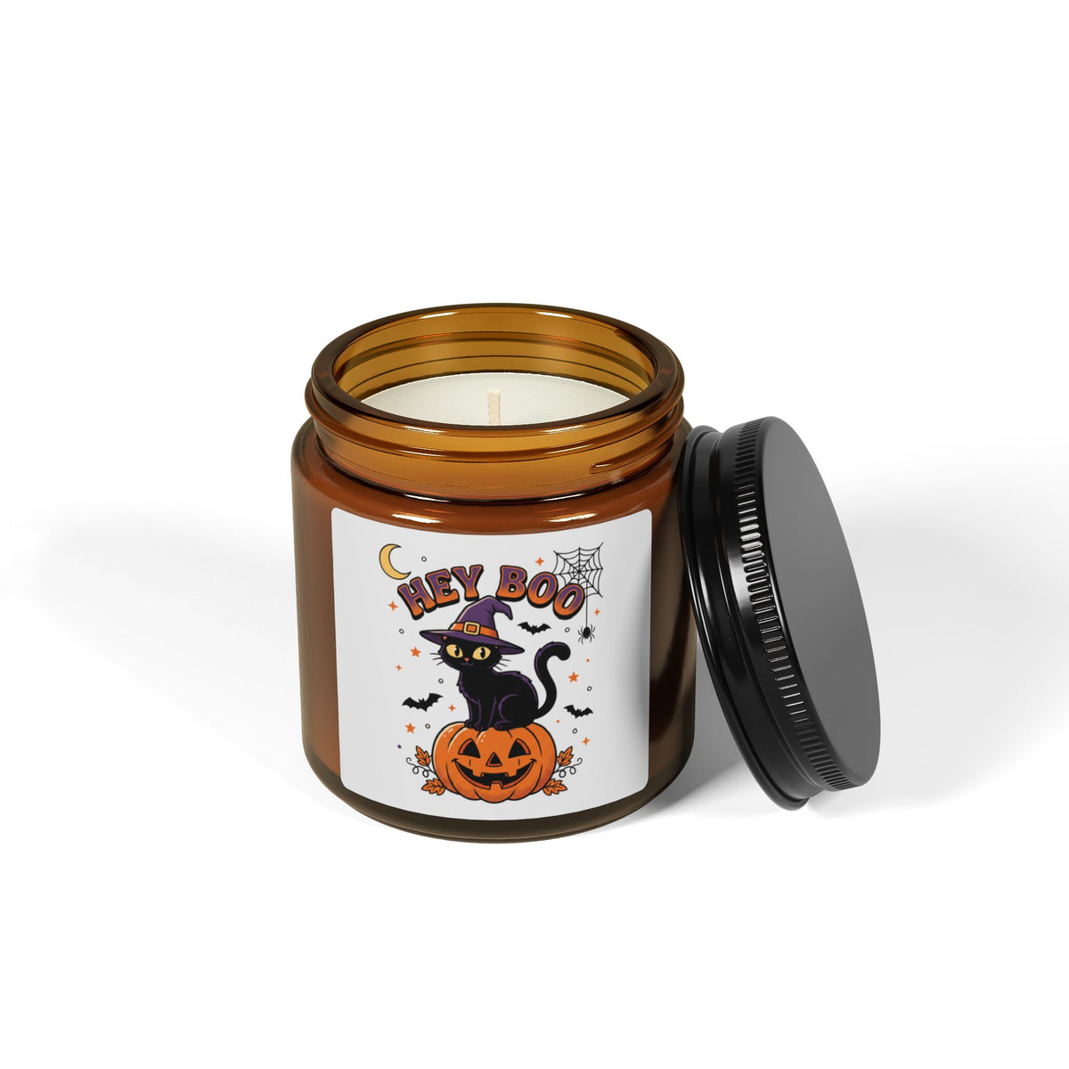 Black Cat Pumpkin Halloween Soy Candle in Amber Jar - image 2