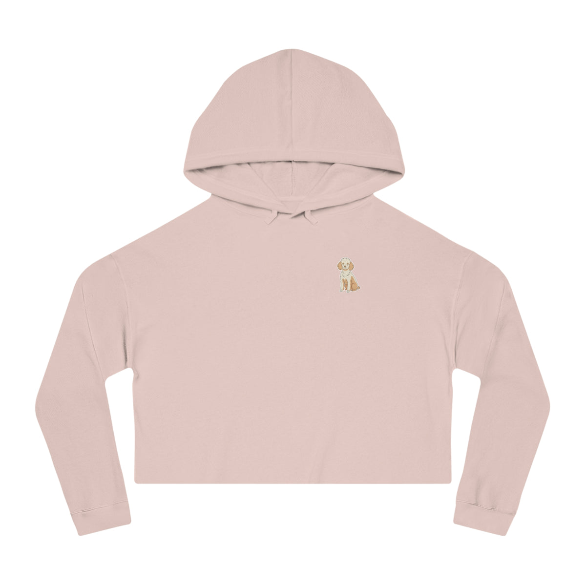 Cropped Hoodie — Minimal Poodle Line Art Chest Graphic, Cozy Women's Crop Top