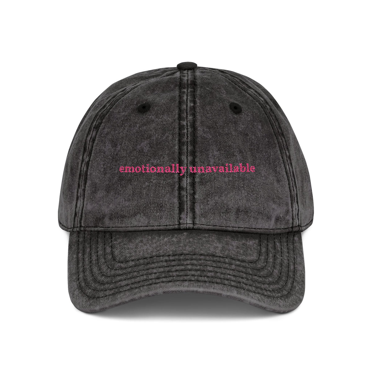 "emotionally unavailable" embroidered vintage washed dad hat