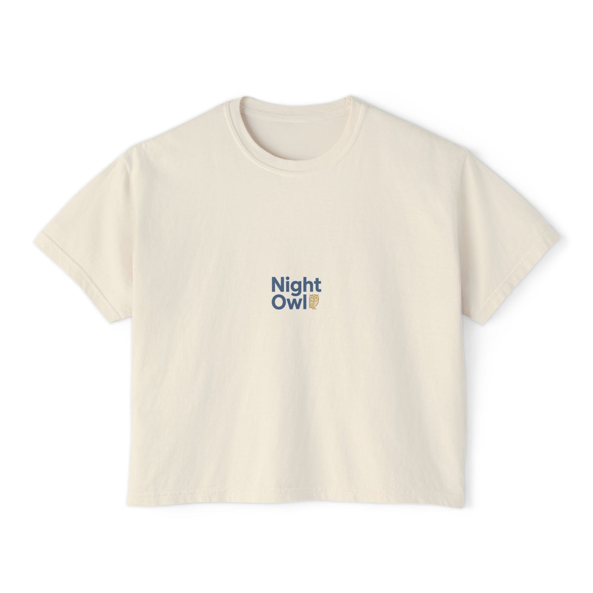Boxy Tee — Night Owl Graphic, Casual Women's Crop Top