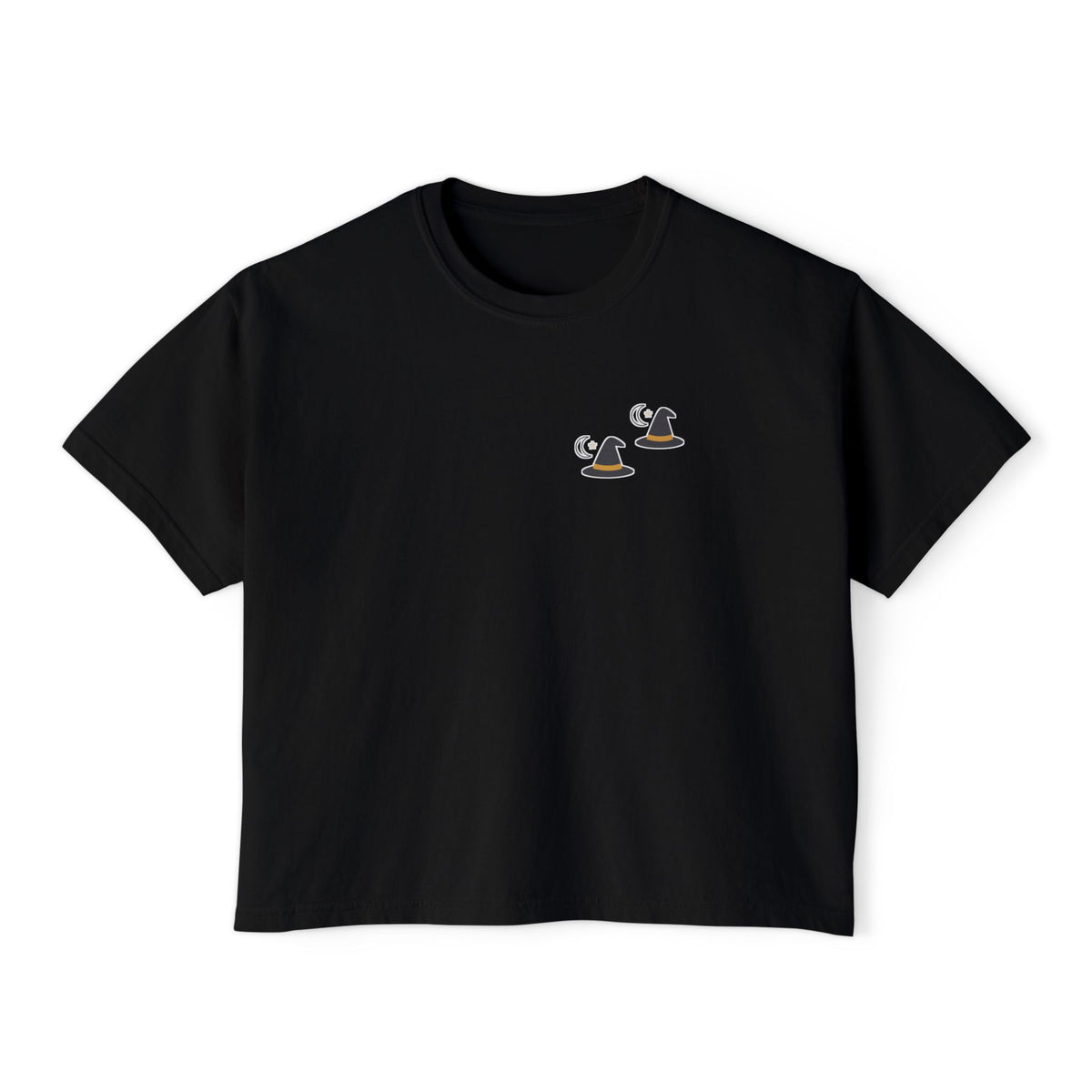 Boxy Tee — Witch Hat Graphic, Casual Women's Crop Top