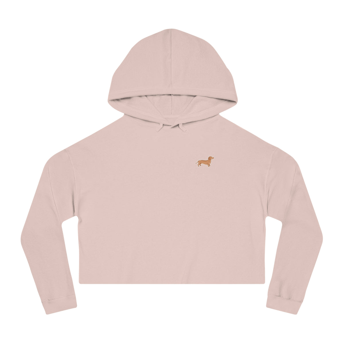 Cropped Hoodie — Minimal Dachshund Line Art Chest Graphic, Cozy Women's Crop Top
