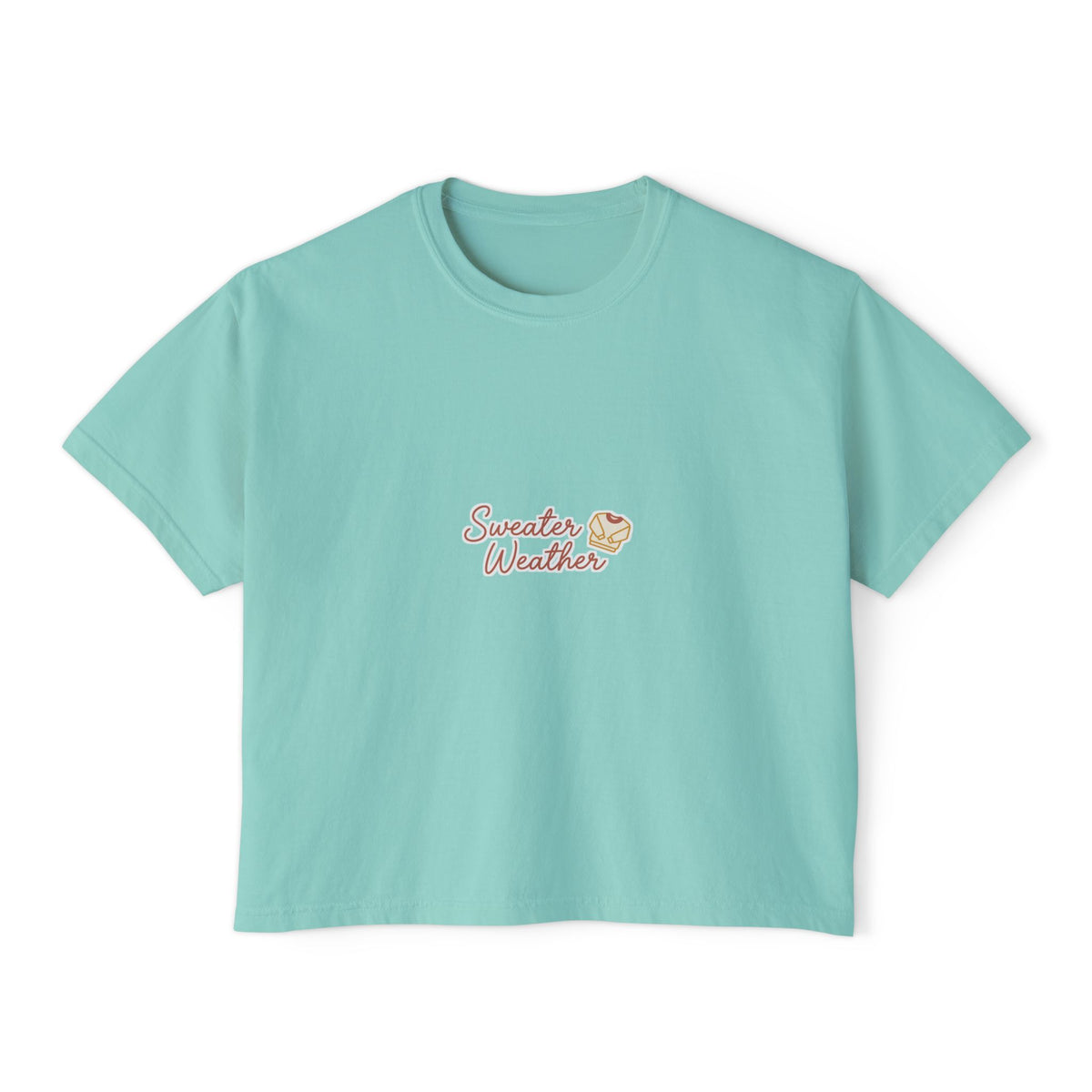 Boxy Tee — Sweater Weather Graphic, Casual Women's Crop Top