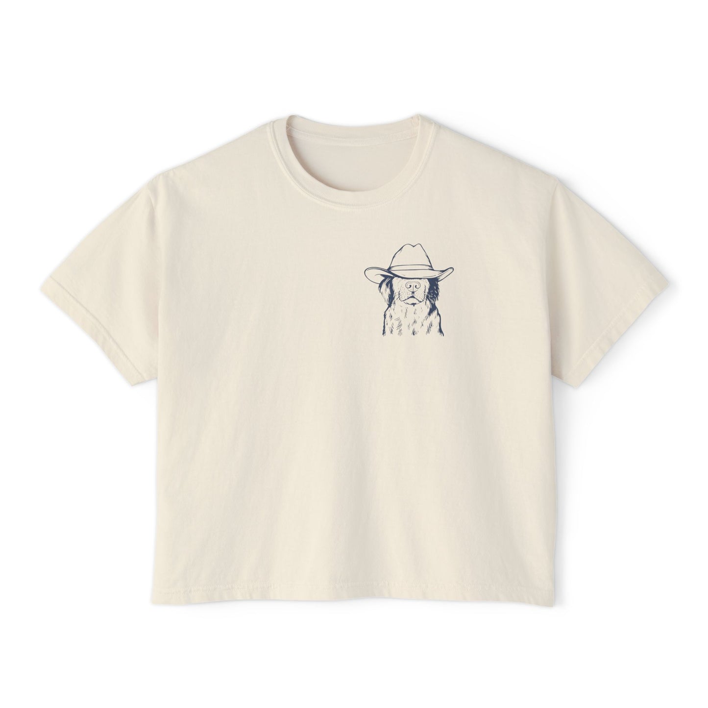 Women’s Boxy Tee — Minimal Cowboy Hat Girl Illustration