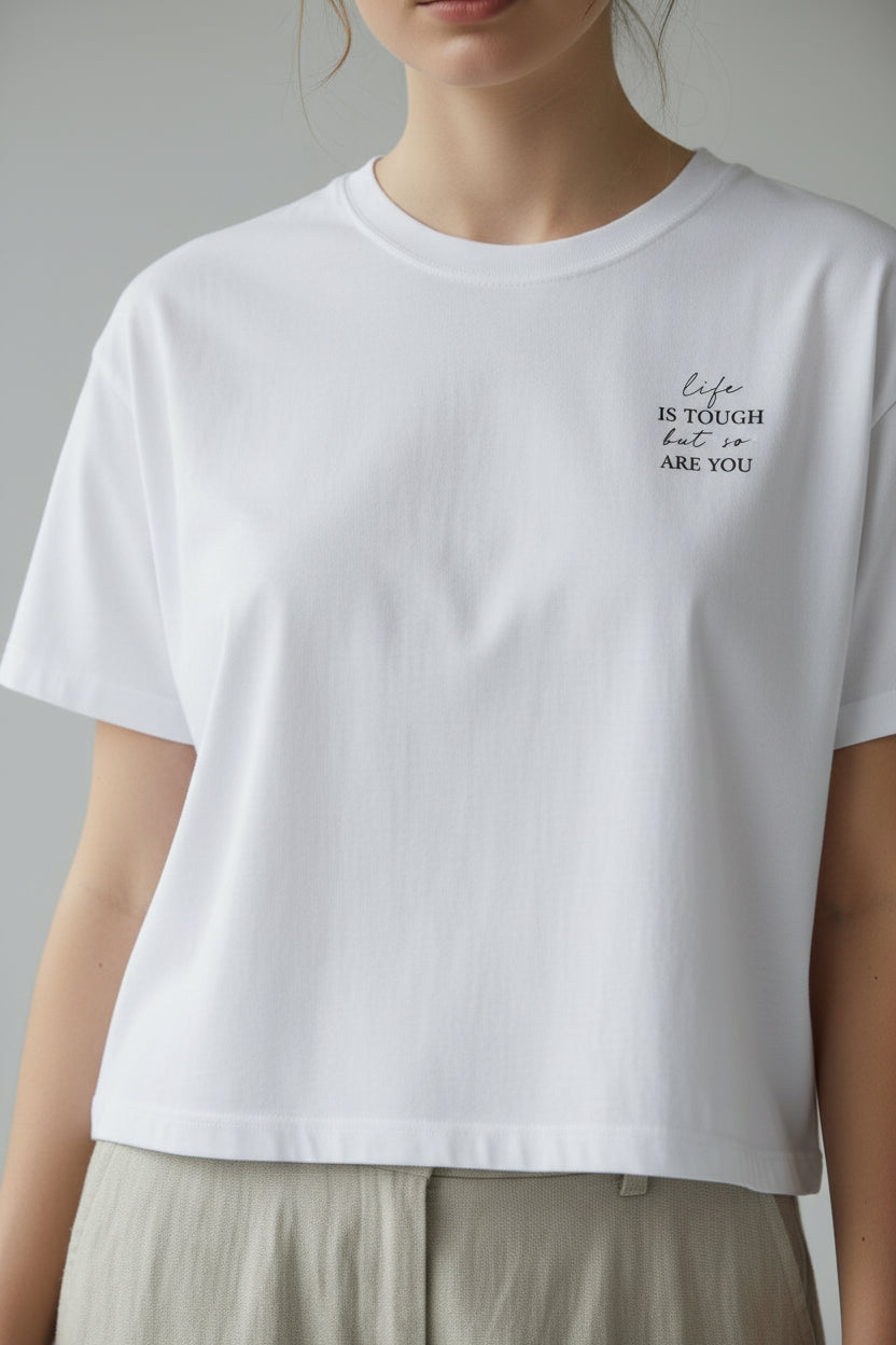 Boxy Tee — 'be kinder to yourself' Minimal Script Cropped T-Shirt