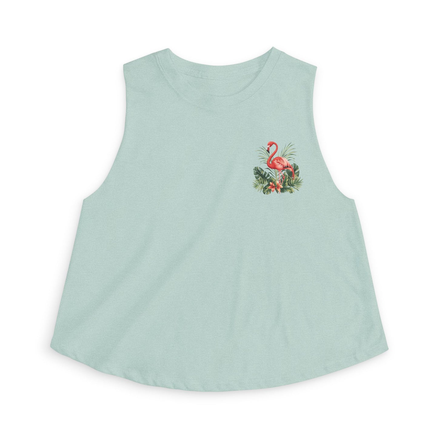 Floral Flamingo Women's Crop Top - Tropical Pocket Print