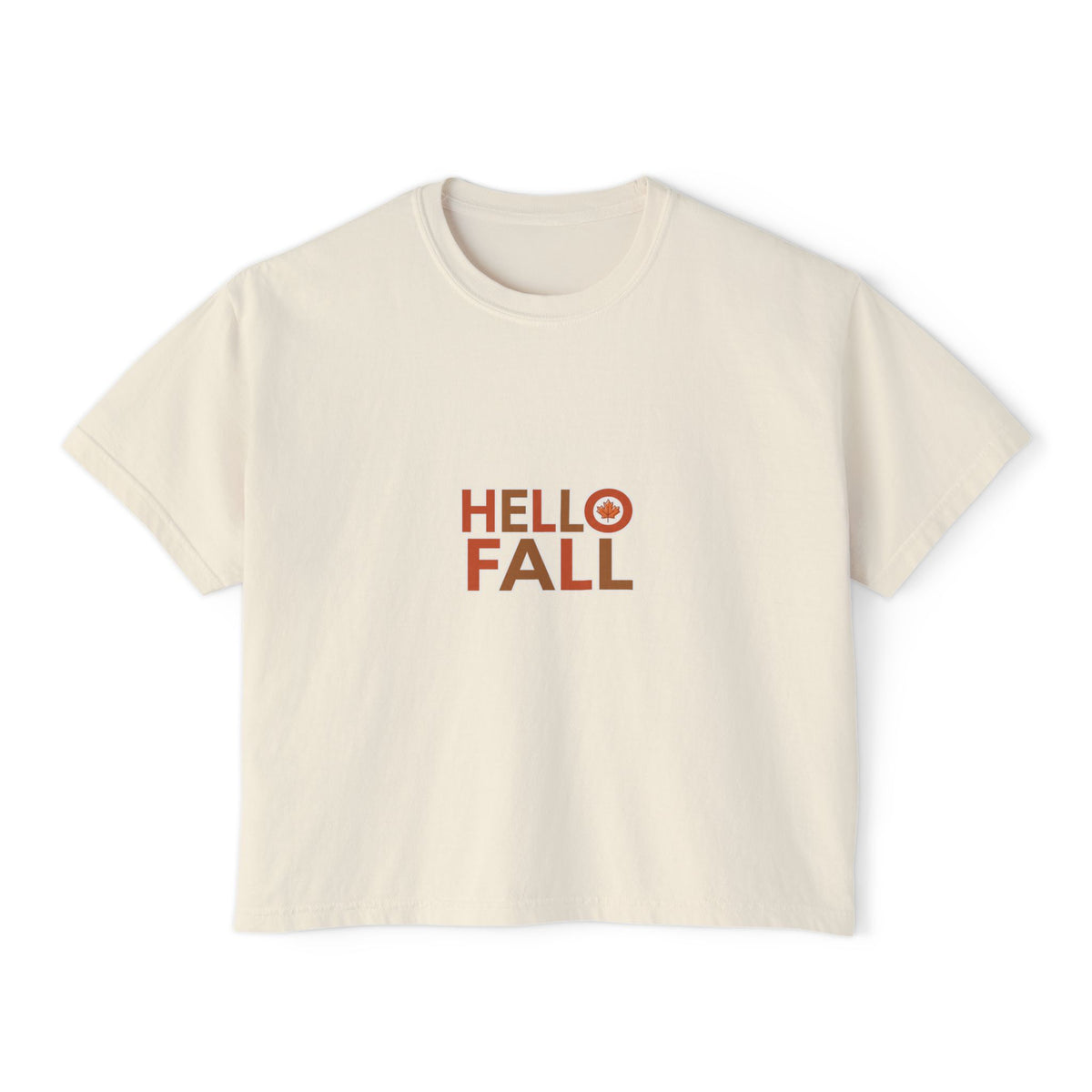 Boxy Tee — Hello Fall Graphic, Casual Women's Crop Top