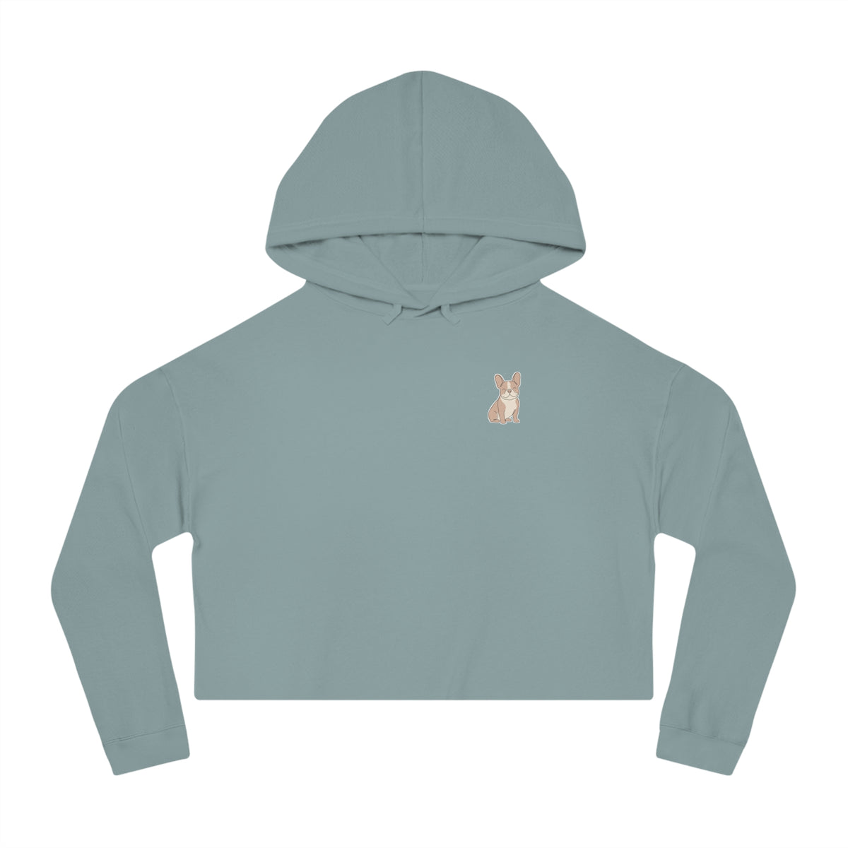 Cropped Hoodie — Minimal French Bulldog Line Art Chest Graphic, Cozy Women's Crop Top