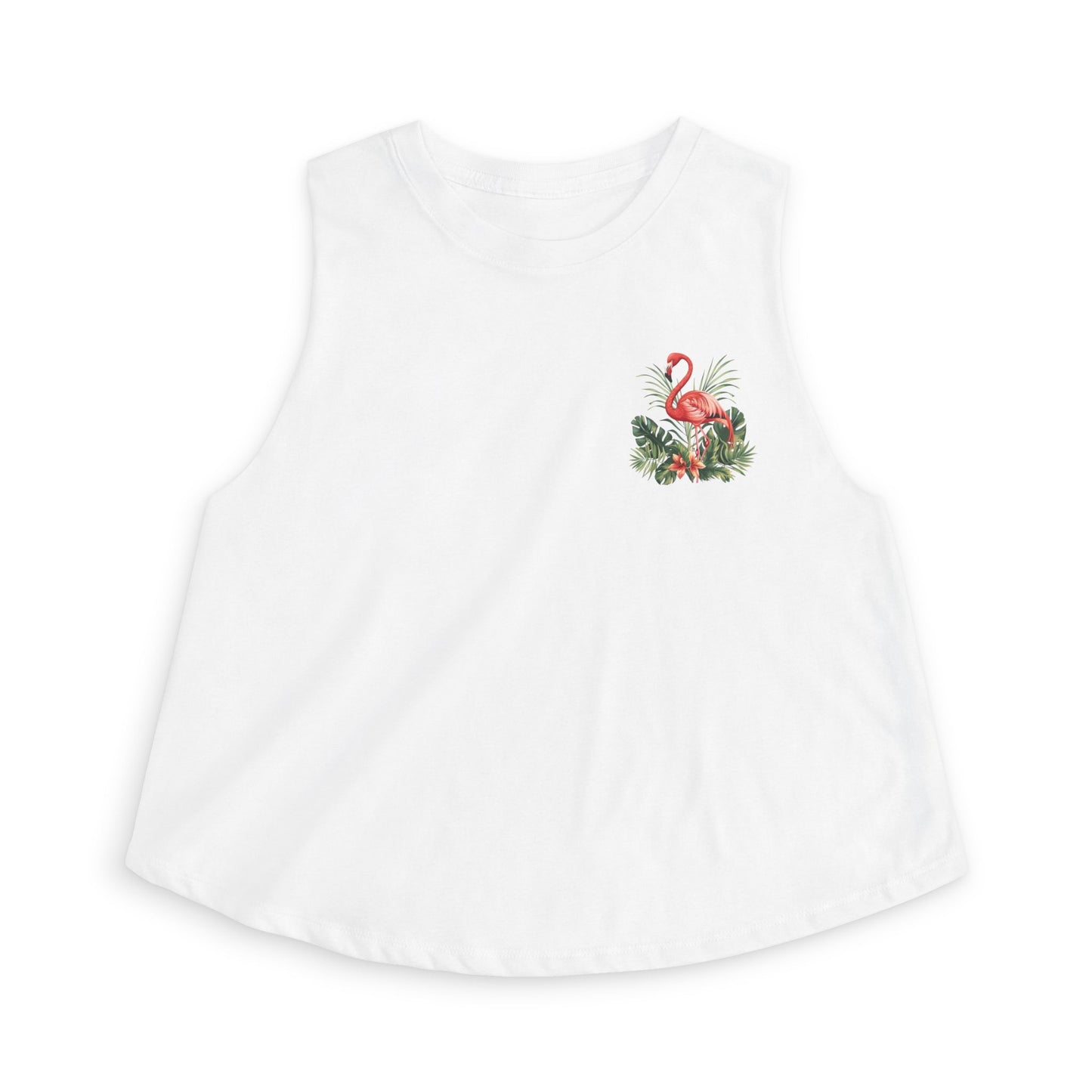 Floral Flamingo Women's Crop Top - Tropical Pocket Print