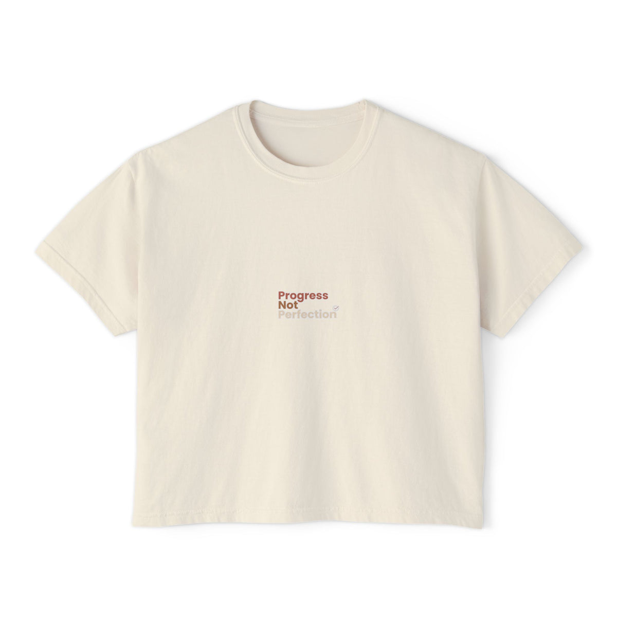 Boxy Tee — Progress Not Perfection Graphic, Casual Women's Crop Top