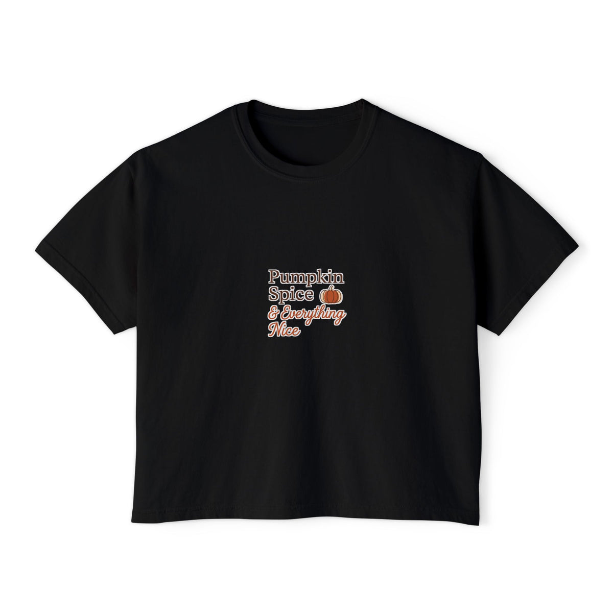Boxy Tee — Pumpkin Spice Graphic, Casual Women's Crop Top