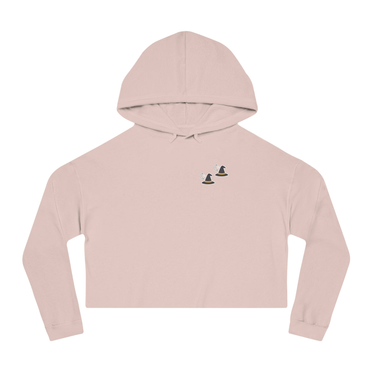 Cropped Hoodie — Witch Hat Graphic, Cozy Women's Crop Top