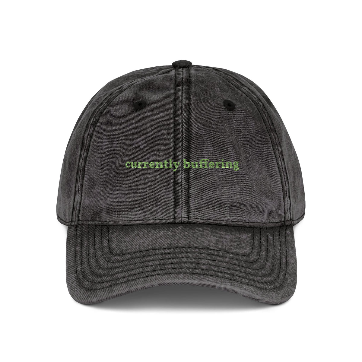 "currently buffering" embroidered vintage washed dad hat