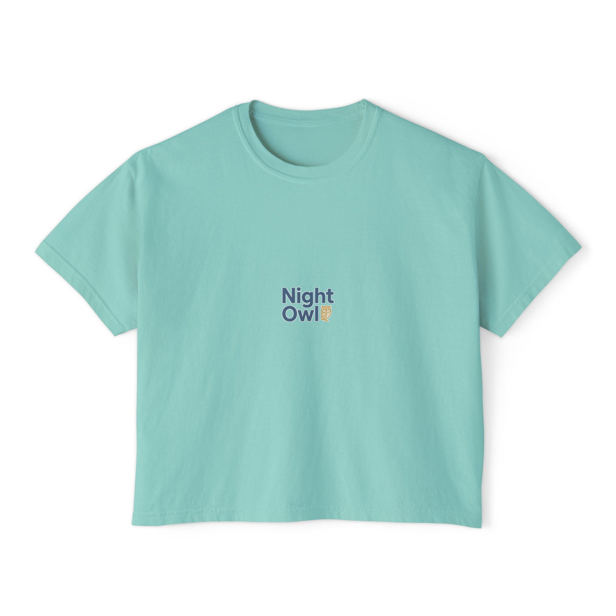 Boxy Tee — Night Owl Graphic, Casual Women's Crop Top